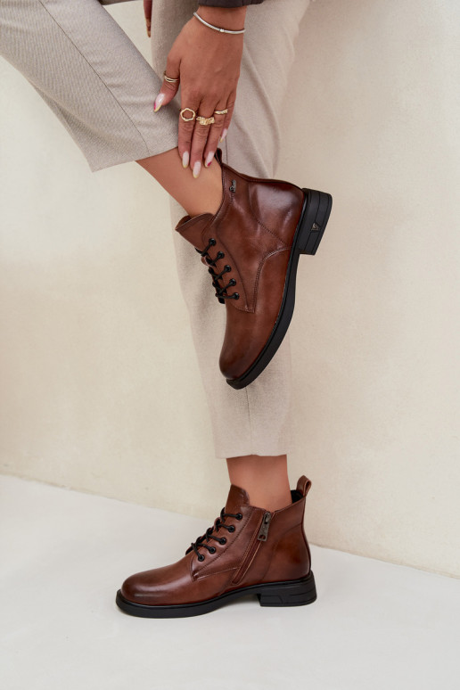 opInarmen Leer Dameslaarzen Op een lage hak Vinceza 39953 bruine kleur