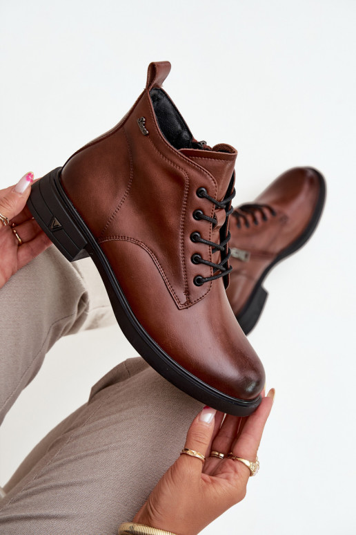 opInarmen Leer Dameslaarzen Op een lage hak Vinceza 39953 bruine kleur