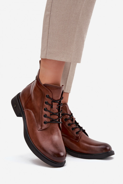 opInarmen Leer Dameslaarzen Op een lage hak Vinceza 39953 bruine kleur