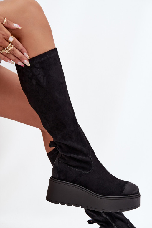 dameslaarzen Vóór de knie met platform I Koturnie Vinceza 58342 zInart
