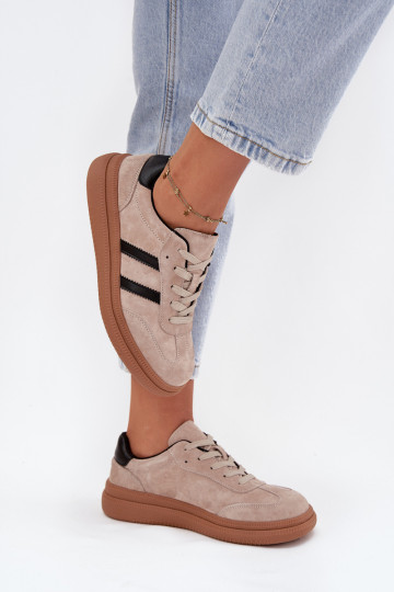 van suède Sneakers model schoenen Dames met platform beige Elivienne
