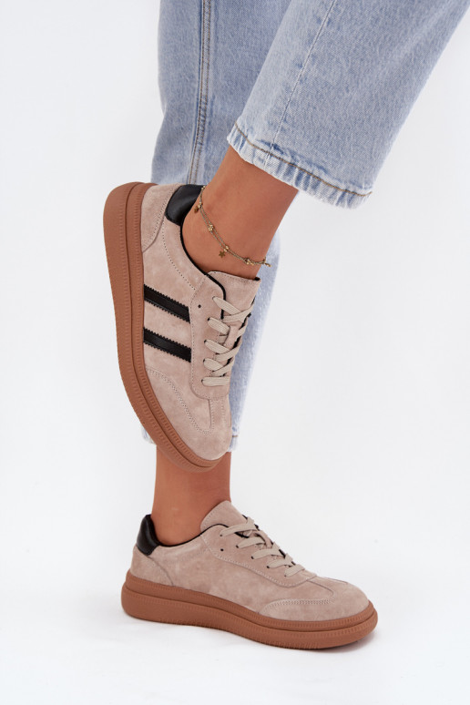 van suède Sneakers model schoenen Dames met platform beige Elivienne