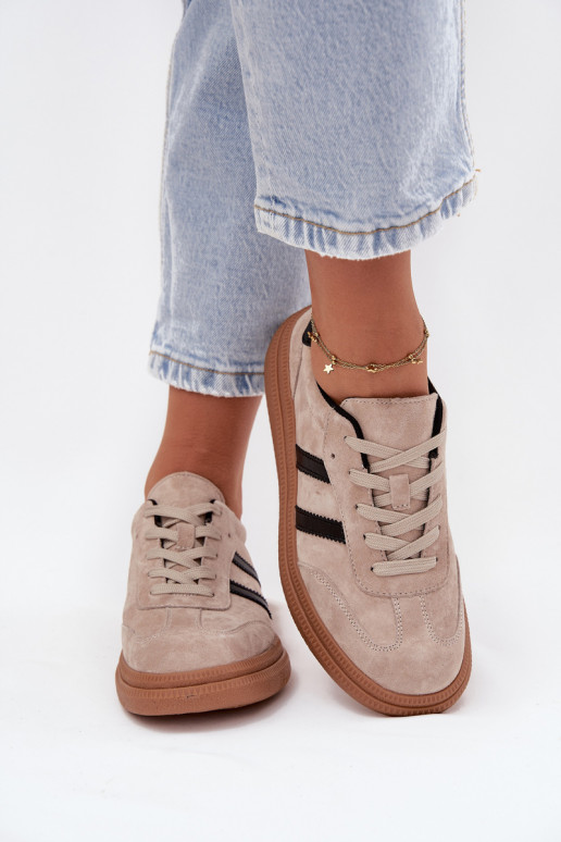 van suède Sneakers model schoenen Dames met platform beige Elivienne