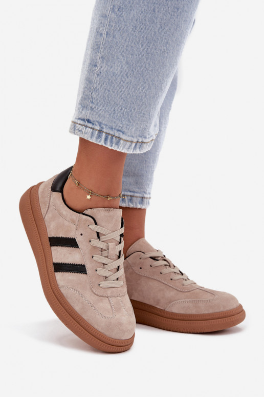 van suède Sneakers model schoenen Dames met platform beige Elivienne