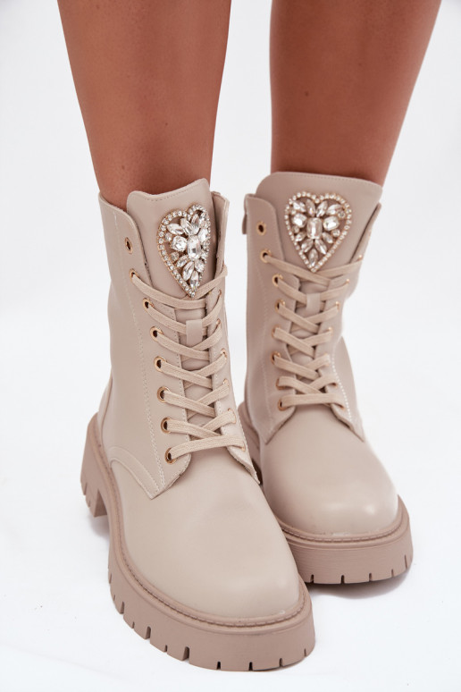 Enkellaarsjes voor Inerknemers Dames met glanzende gaten Op Języku ivoor Rosira