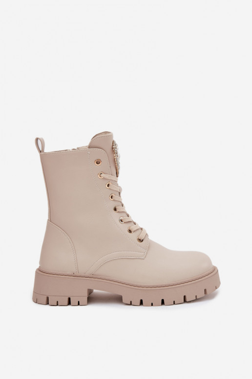 Enkellaarsjes voor Inerknemers Dames met glanzende gaten Op Języku ivoor Rosira