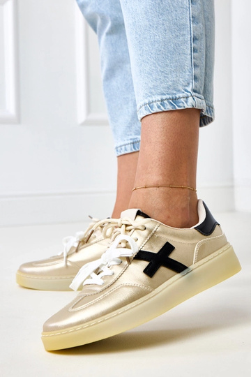 Gouden sneakers op platform met zwarte inzet Eriksen 2