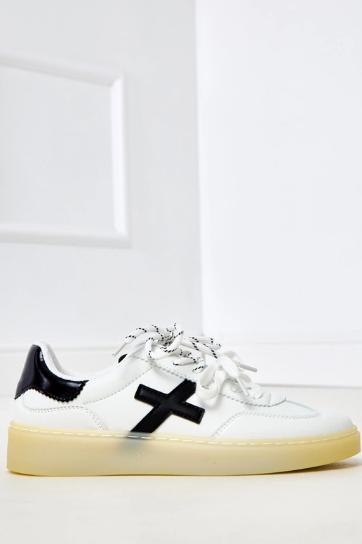 Witte sneakers op platform met zwarte...