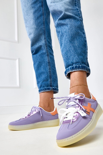 Paarse sneakers op platform met oranje inzet Eriksen 2