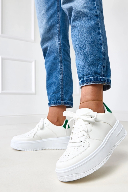 Witte sportschoenen met plateau en... Witte sportschoenen met plateau en...