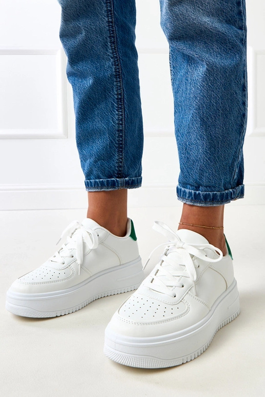 Witte sportschoenen met plateau en... Witte sportschoenen met plateau en...