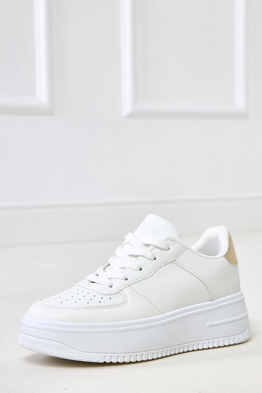 Witte sportschoenen met plateau en... Witte sportschoenen met plateau en...