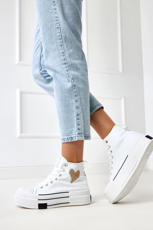 Witte hoge sportschoenen met plateau... Witte hoge sportschoenen met plateau...