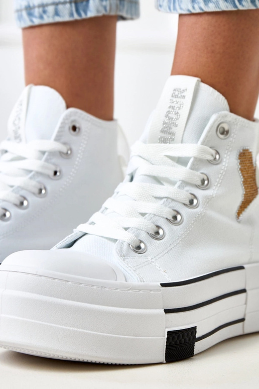 Witte hoge sportschoenen met plateau... Witte hoge sportschoenen met plateau...