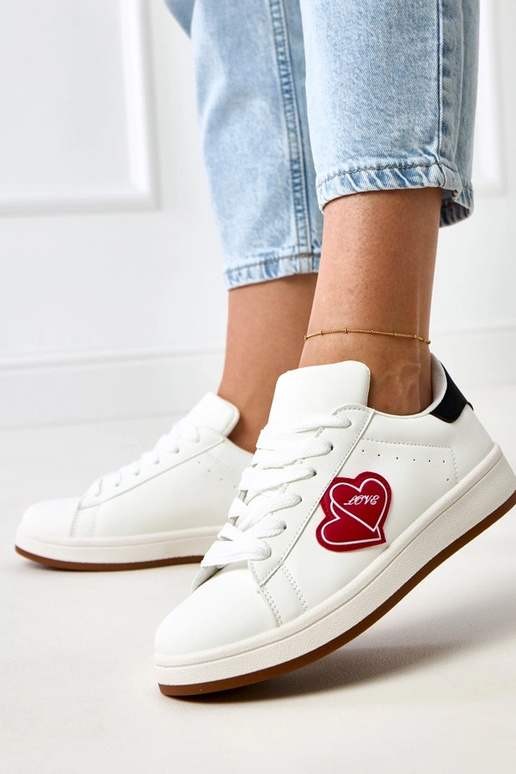 Witte sportschoenen met plateau en... Witte sportschoenen met plateau en...