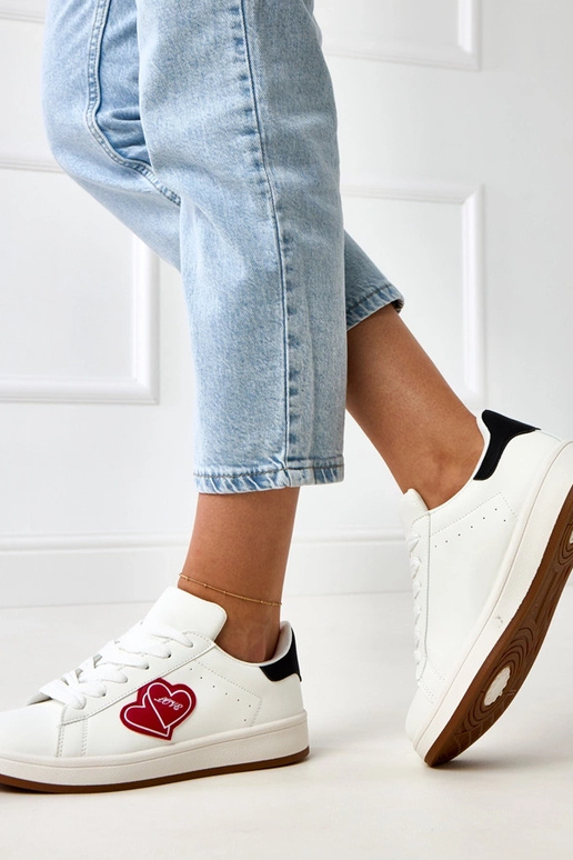 Witte sportschoenen met plateau en... Witte sportschoenen met plateau en...