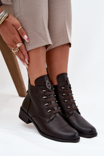 Laag Laarzen opInarmen Opar het kasteel met ornamenten bruine kleur Nevalia 2