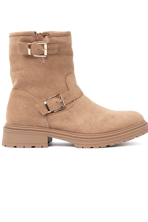 karamel kleuren laarzen z ozdobnymi goudenmi klamrami