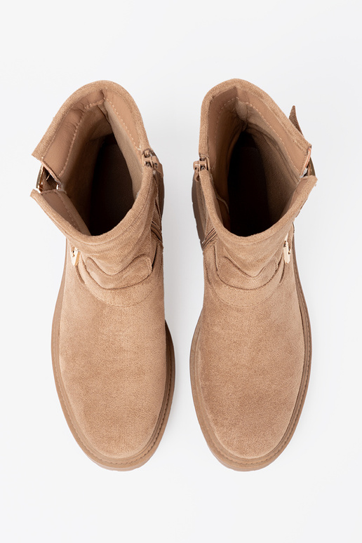 karamel kleuren laarzen z ozdobnymi goudenmi klamrami