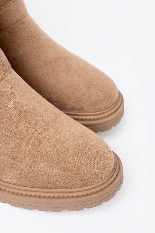 karamel kleuren laarzen z ozdobnymi goudenmi klamrami