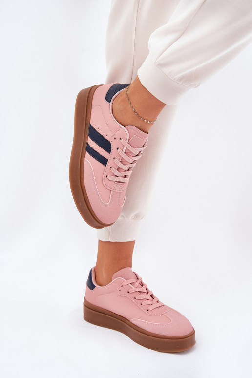 Sneakers model schoenen Dames met platform van ecoleer roze Ediriella