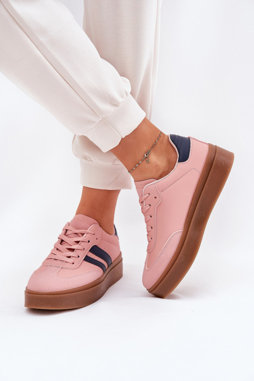 Sneakers model schoenen Dames met platform van ecoleer roze Ediriella