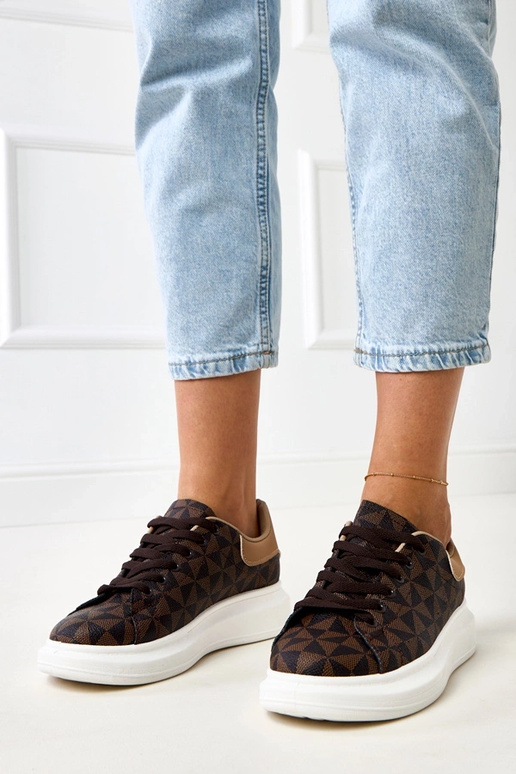 Bruine sneakers met platform en... Bruine sneakers met platform en...