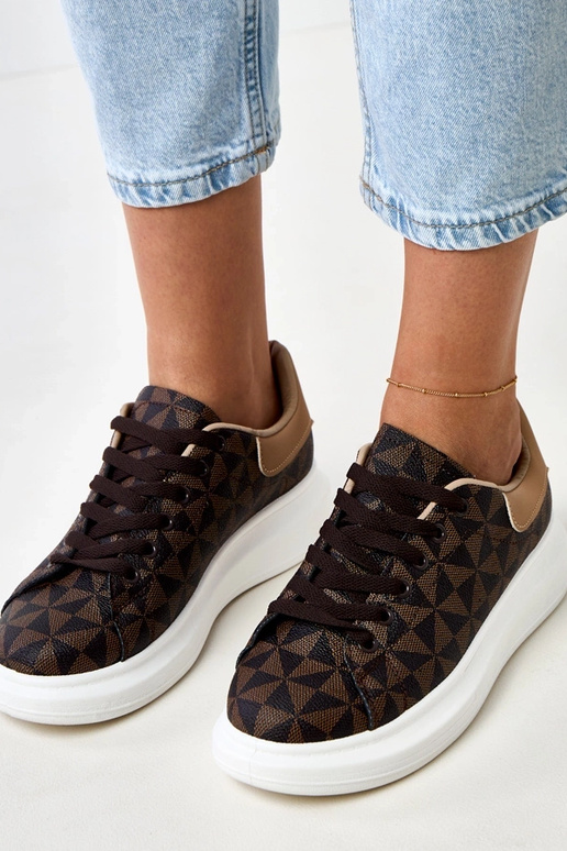 Bruine sneakers met platform en... Bruine sneakers met platform en...