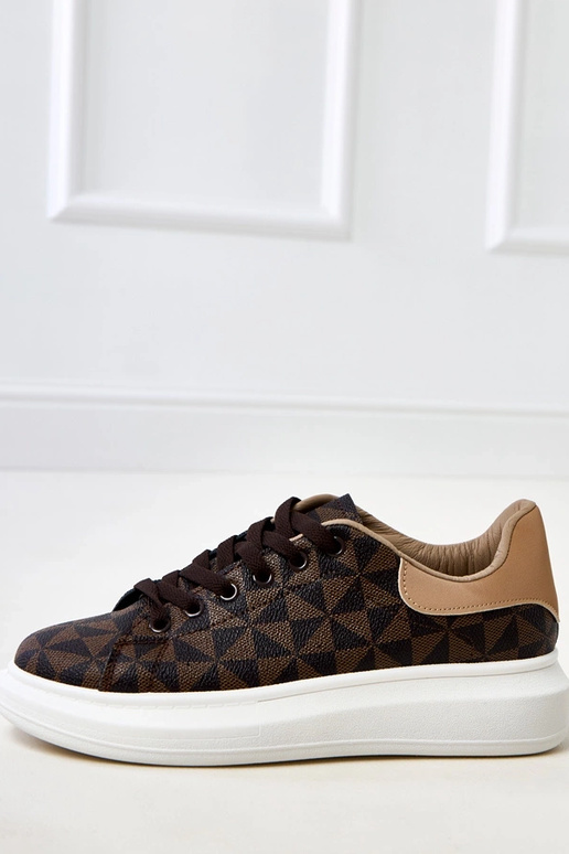 Bruine sneakers met platform en... Bruine sneakers met platform en...