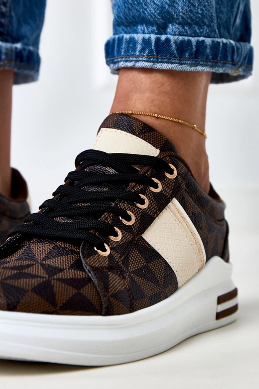 Bruine sneakers met platform en... Bruine sneakers met platform en...