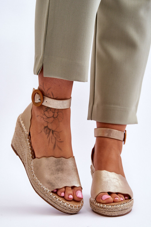 Leer Platform sandalen Comfort Shoe gouden kleur Verola Leer Platform sandalen Comfort Shoe gouden kleur Verola