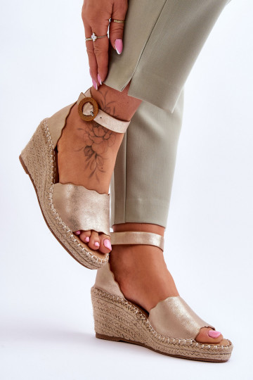 Leer Platform sandalen Comfort Shoe gouden kleur Verola 2