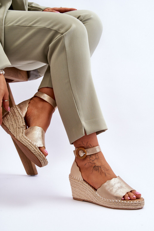 Leer Platform sandalen Comfort Shoe gouden kleur Verola Leer Platform sandalen Comfort Shoe gouden kleur Verola