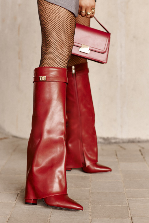 dameslaarzen Eko LeerINyIniniętą CholeInką met hakken bordeaux Avamora