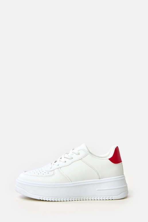 Witte sneakers met platform en rode... Witte sneakers met platform en rode...