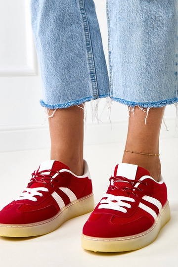 Rode mesh sneakers met witte inleg Weka