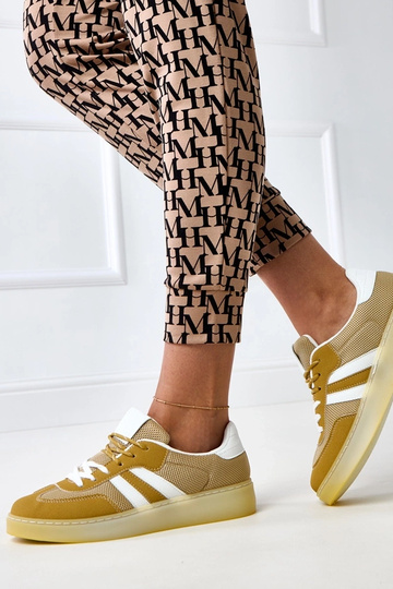 Gele mesh sneakers met... 2