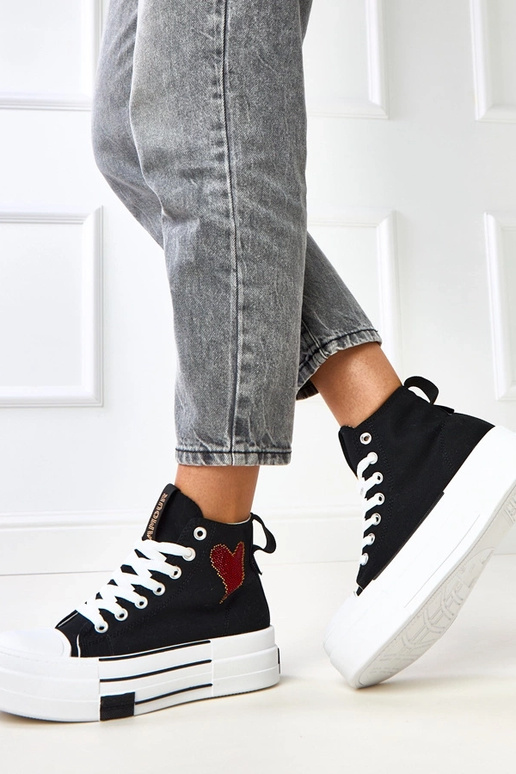 Zwarte hoge platform sneakers met... Zwarte hoge platform sneakers met...