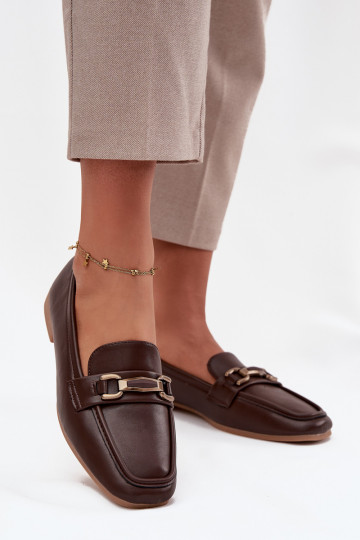 schoenen Mocassins Dames met ornamenten bruine kleur Priscelle 2