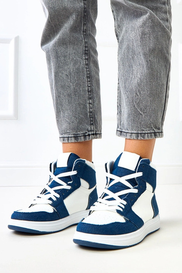 Hoge sneakers boven de enkel met donker denimmotief "Kasna"