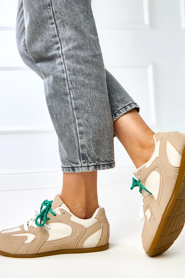 Beige sportieve schoenen met dubbele veters Casey 2
