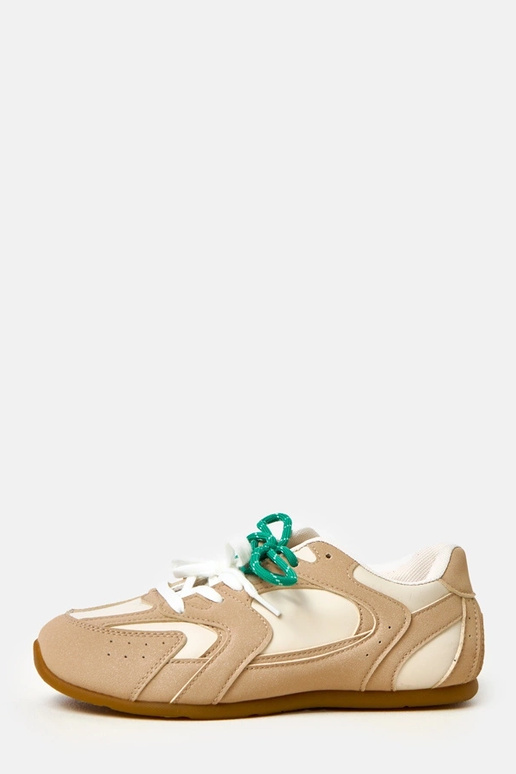 Beige sportieve schoenen met dubbele... Beige sportieve schoenen met dubbele...