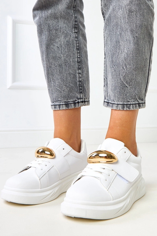 Witte platform sneakers met gouden... Witte platform sneakers met gouden...