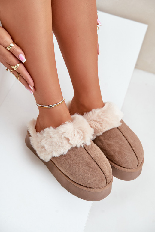 Slippers SneeuIn laarzen Dames Op dikke zool met bont beige Doriola