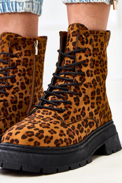 Bruine laarzen met luipaardprint, Espe