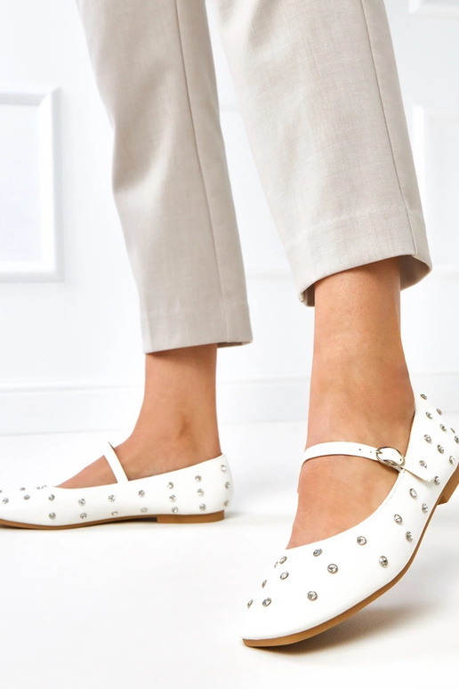 Witte ballerina's met kristallen, Heidi Witte ballerina's met kristallen, Heidi