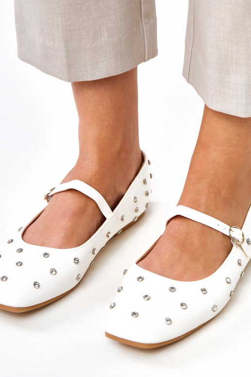 Witte ballerina's met kristallen, Heidi Witte ballerina's met kristallen, Heidi