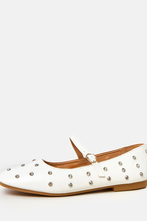 Witte ballerina's met kristallen, Heidi Witte ballerina's met kristallen, Heidi