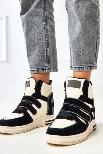 Hoge zwart-witte sneakers met verborgen platform Ashni