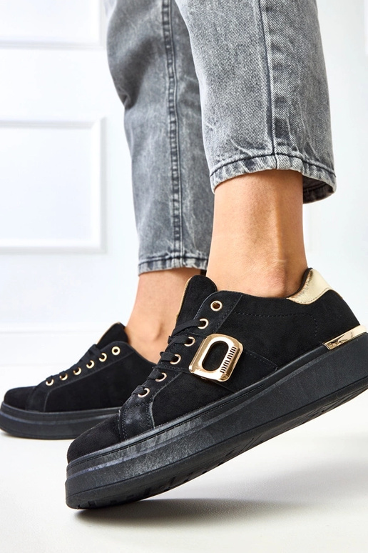 Zwarte sneakers met platform en... Zwarte sneakers met platform en...